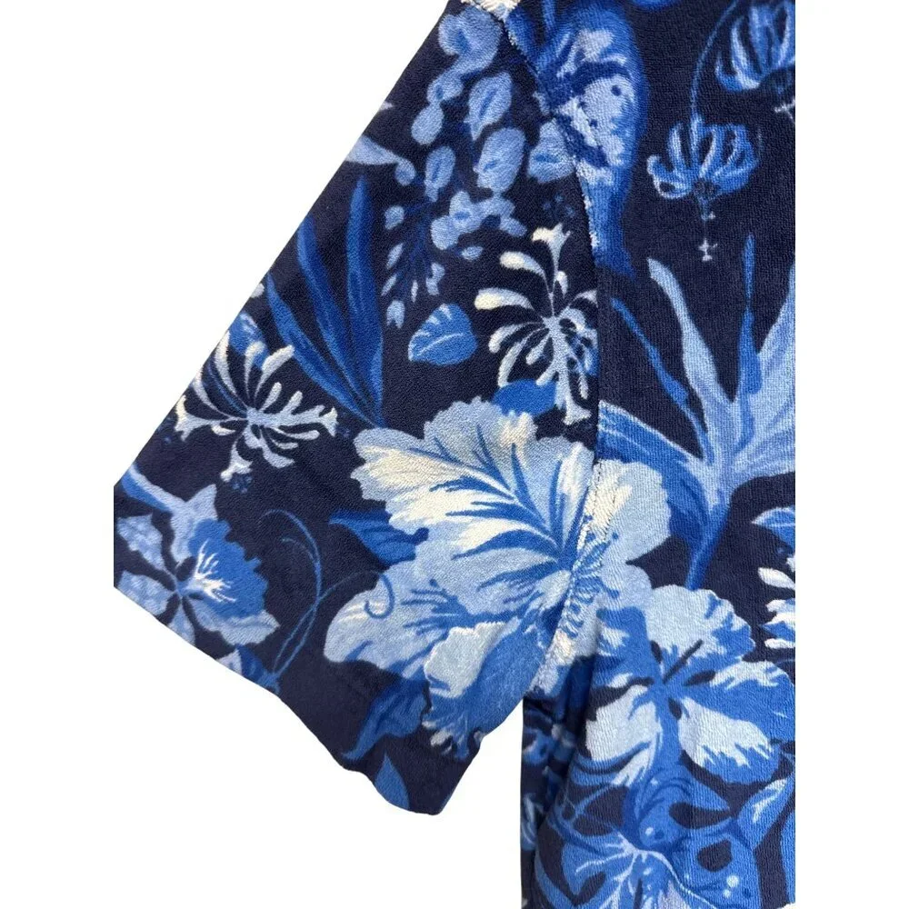 Polo Ralph Lauren Men's Camp Shirt Slim Fit Floral Blue Button Pocket Medium